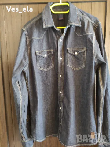 памучна тъмно синя дънкова мъжка риза Revelation, снимка 1