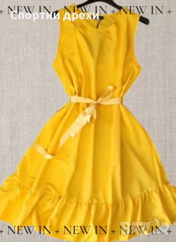 Много цветове дамски летни рокли с коланче,дължина до коляното, снимка 5 - Рокли - 50454811