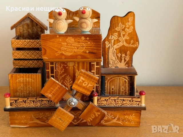 Дървен музикален сувенир с две танцуващи патета, снимка 2 - Антикварни и старинни предмети - 53073865