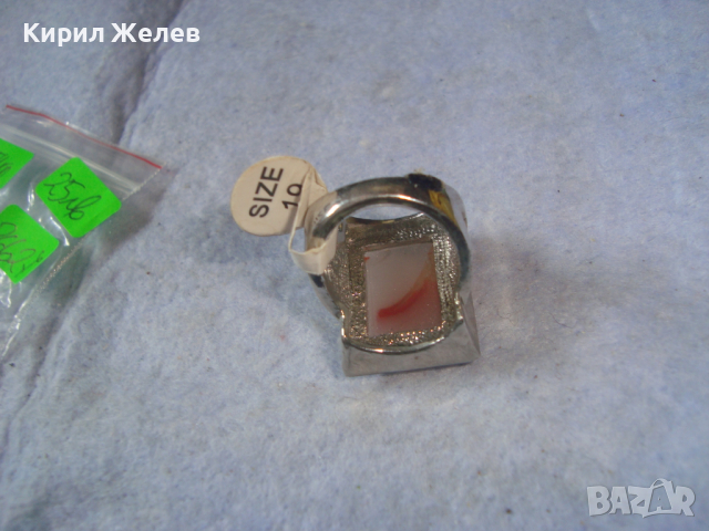 НОВ ПОСРЕБРЕН КРАСИВ СТИЛЕН АРТ ПРЪСТЕН с ГОЛЯМ ШЛИФОВАН КАМЪК - АХАТ 26627, снимка 10 - Пръстени - 36410848
