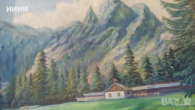 Стара картина пейзаж в рамка