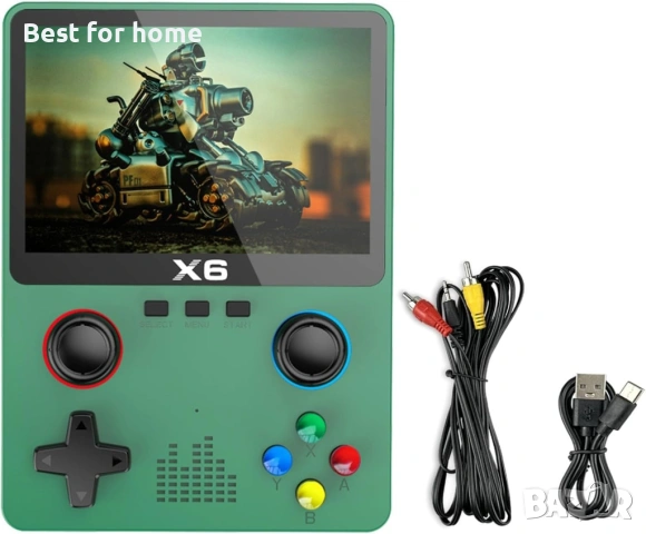 HTLNUZD X6 3.5-инчова IPS преносима ръчна игрова конзола с екран, двоен джойстик, 11 симулатора, GBA