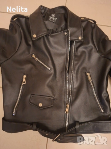 Дамско кожено яке - размер L, снимка 4 - Якета - 54210747