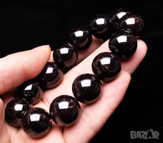 17.8mm гривна от гранат 152гр. подходяща за подарък, йога, рейки, медитация, снимка 2 - Гривни - 49119719