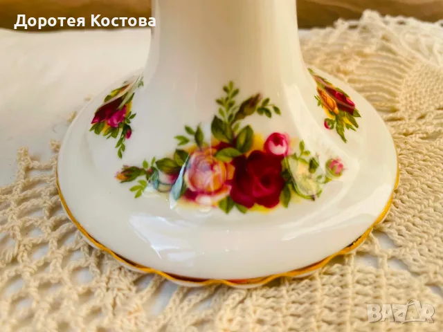 ROYAL ALBERT Красив свещник от костен порцелан от Англия , снимка 3 - Антикварни и старинни предмети - 55894331
