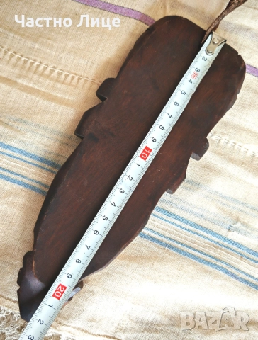 Стара Стенна Африканска Фигура Дърворезба Пано 23 см, снимка 2 - Антикварни и старинни предмети - 51665633