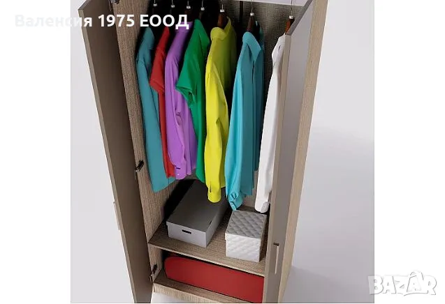 Двукрил гардероб Сити 1001 дъб артисан или комбинация мока/ лате, снимка 9 - Гардероби - 47361212