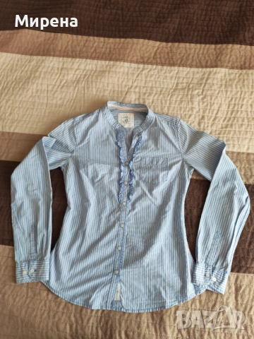 Синьо-бяла раирана риза H&M L.O.G.G., размер S, снимка 5 - Ризи - 54224277