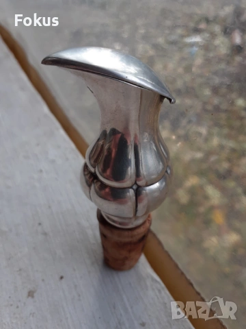 Стар антикварен дебело посребрен декантер бутилка Арт Деко, снимка 5 - Антикварни и старинни предмети - 53357962
