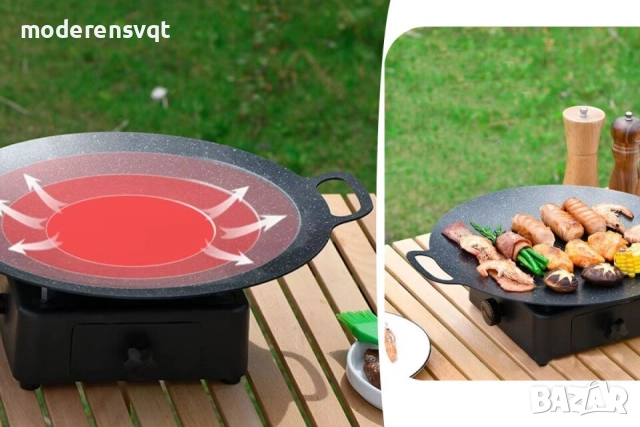 Кръгъл тиган за грил 32см, снимка 4 - Съдове за готвене - 52484532