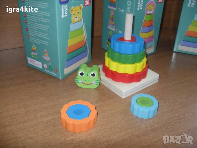 Дървен Сортер Жабка с 13 елементи / дървен ринг - низанка, снимка 8 - Образователни игри - 34871867