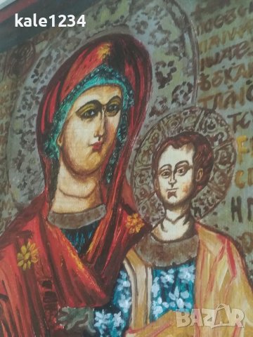 Икона. Картина. Платно. Маслени бои. Пресвета Богородица Одигитрия - Несебърска, снимка 10 - Антикварни и старинни предмети - 37915639