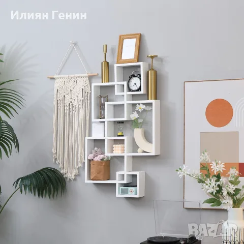 Стенен рафт HOMCOM, плаващ рафт, 5 рафта, снимка 5 - Етажерки - 56204764