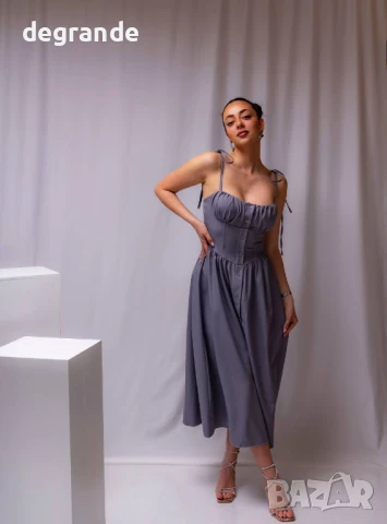 Дамска сива рокля със секси деколте, снимка 4 - Рокли - 50905000