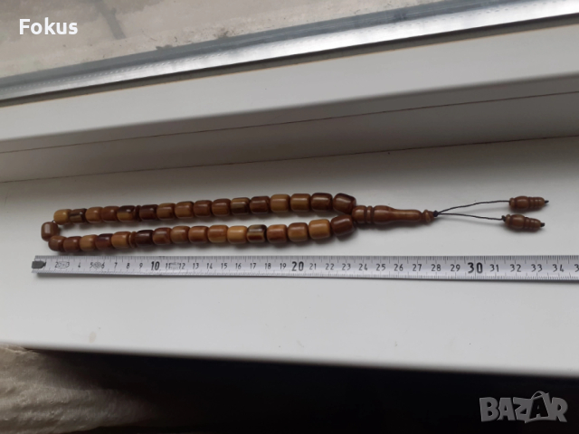 Красива стара броеница от каталин бакелит 33 + поп, снимка 5 - Антикварни и старинни предмети - 54070654