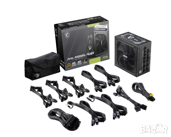 Ново модулно захранване MSI MAG A1000GL PCIE5, 1000W, Active PFC, 80 Plus Gold, снимка 3 - Захранвания и кутии - 53075351
