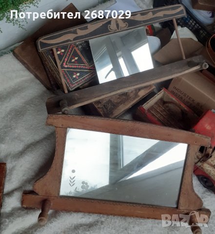 Стара дървена закачалка с огледало -3, снимка 6 - Антикварни и старинни предмети - 35073841