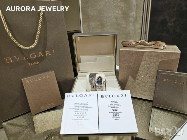BVLGARI Serpenti Tubogas Snake Silver Black Diamonds Дамски Часовник, снимка 3 - Дамски - 53058164