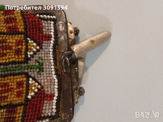  Много рядко Антично османско портмоне ,със куршум -  затворнически мъниста Стъклени пясъчни мъниста, снимка 14 - Други ценни предмети - 53018963