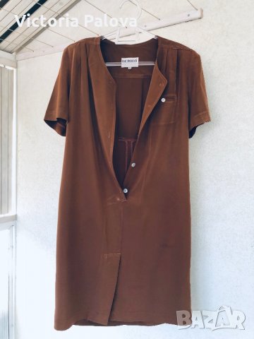 Красива рокля DEPOLO,цвят карамел, снимка 2 - Рокли - 29846513