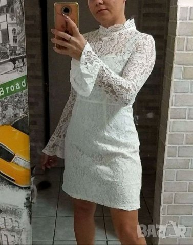 Официална бяла дантелена рокля кръщене , снимка 8 - Рокли - 25425556