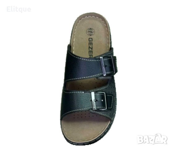 Здрави и издръжливи мъжки кожени чехли с катарама, снимка 2 - Мъжки чехли - 52863979