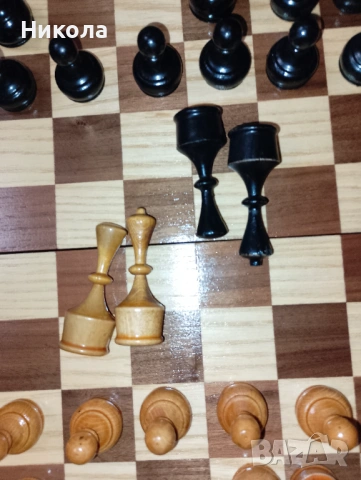 Шах табла 48/48 от соца с дървени фигури и пулове, снимка 12 - Къмпинг мебели - 51628607
