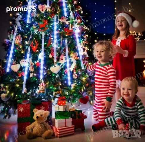 Лед Висулки Падащ Сняг 8Бр. х48см. 3м. Линия Лампички за Коледна Украса, снимка 8 - Други - 52596302