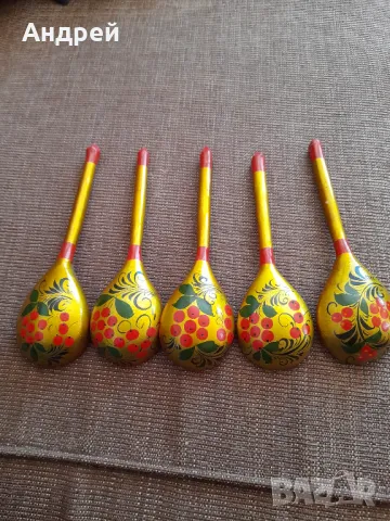 Стари Руски дървени лъжици, снимка 4 - Други ценни предмети - 48011975