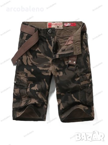 Мъжки къси панталони Camo Slim Military Cargo с колан, 3цвята - 023, снимка 2 - Къси панталони - 40551791