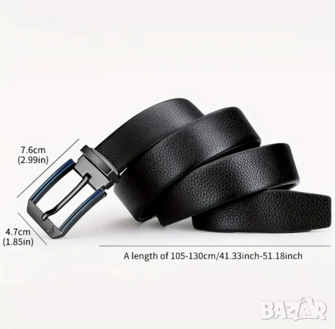 Мъжки официален колан за Панталони William PAUL* Черна естествена телешка кожа!, снимка 4 - Колани - 51331947