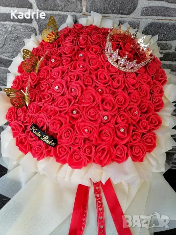 вечен букет 101🌹👑 човешки размер , снимка 2 - Подаръци за жени - 55849468