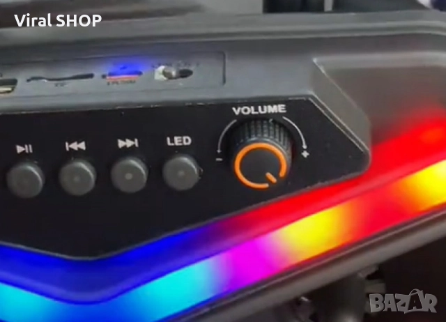 Преносима безжична тонколона с мощен звук и LED ефекти WSJAR E8131W, снимка 3 - Тонколони - 51643055