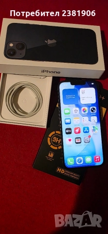 iPhone 13 Midnight 128GB 70% battery ПЪЛЕН КОМПЛЕКТ!, 450 лв 