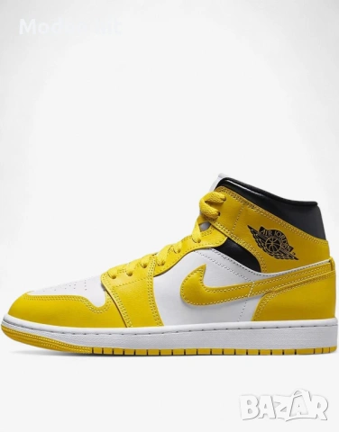 Оригинал! NIKE Jordan 1 Mid Shoes White/Yellow дански кецове, снимка 2 - Кецове - 54328355