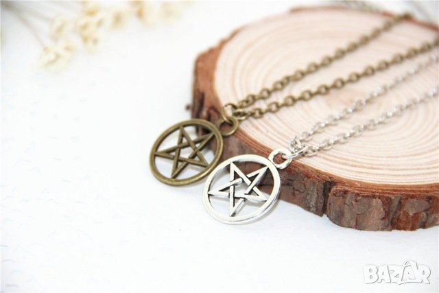  🤯 Колие с триъгълник и кожена верижка, снимка 18 - Колиета, медальони, синджири - 22877863