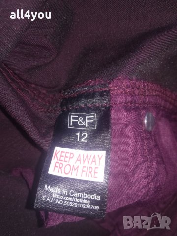 Дънков панталон F&F от Теско в бордо, снимка 2 - Дънки - 32166152
