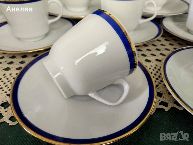 PMR Bavaria сетове с кант кобалт и злато, снимка 3 - Чаши - 52772827