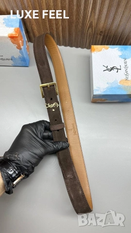 Yves Saint Helens 💎 Естествена Кожа и Велур , снимка 7 - Колани - 54055117