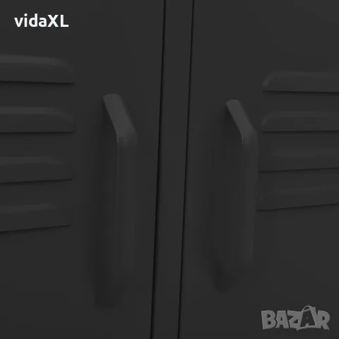 vidaXL ТВ шкаф, черен, 105x35x50 см, стомана, снимка 8 - Секции и витрини - 56147069