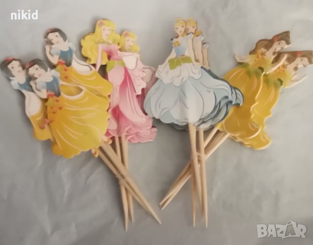 12 бр 4 принцеси Снежанка Аврора Белл Пепеляшка топери за кексчета мъфини парти, снимка 1 - Други - 36820342
