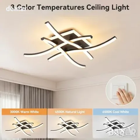 MELAYR LED полилей/плафон Modern – таванно осветление с 3 температури 3000K/4500K/6500K, 29W, снимка 2 - Лампи за таван - 55849734