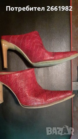 Червени чехли на ток, снимка 4 - Чехли - 37199632