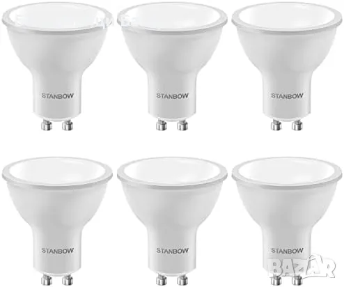 Нови 6 броя Енергоспестяващи GU10 LED крушки, 3000K, дълъг живот, без трептене