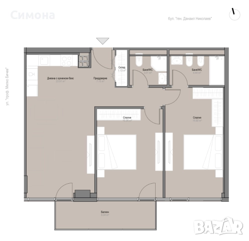 3 стаен апартамент, снимка 2 - Апартаменти - 52565058