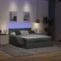 vidaXL Османска легло с матрак и LED, тъмносиво, 140x200 см, плат, снимка 3