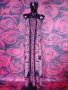 Цикламено-черно-розова дълга лятна рокля бюстие С/М, снимка 1 - Рокли - 42649592