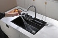 Черен мрамор - Мултифункционална кухненска мивка с двоен водопад , снимка 10