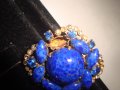 СКЪПОЦЕННА СТАРИННА БРОШКА ЛАЗУРИТ НАТУРАЛЕН и БРОНЗ 8136, снимка 9