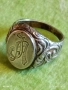 Старинен сребърен пръстен с монограм орнаментиран майсторска изработка 51831, снимка 10